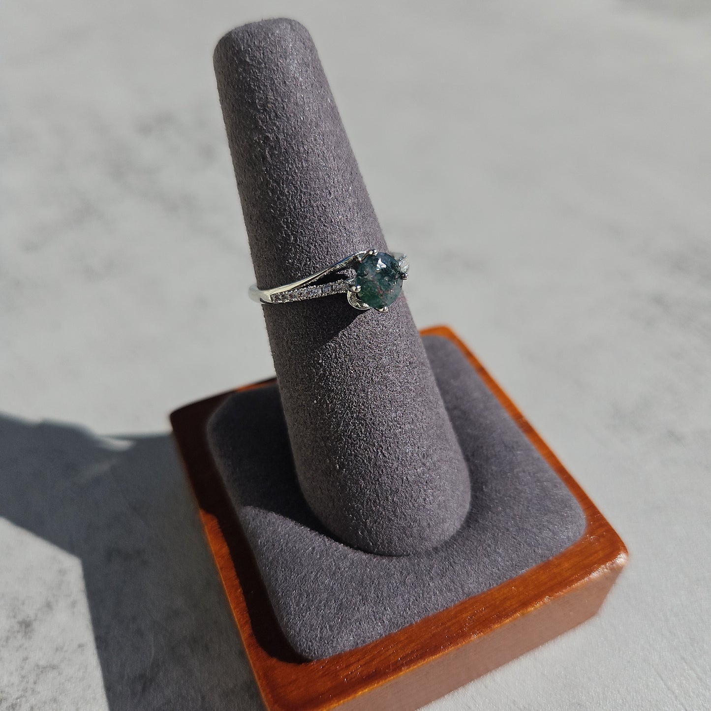 Moss Agate Swirl Ring